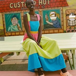 Rachel Antonoff Hannah Pinafore Dress in Highlighter